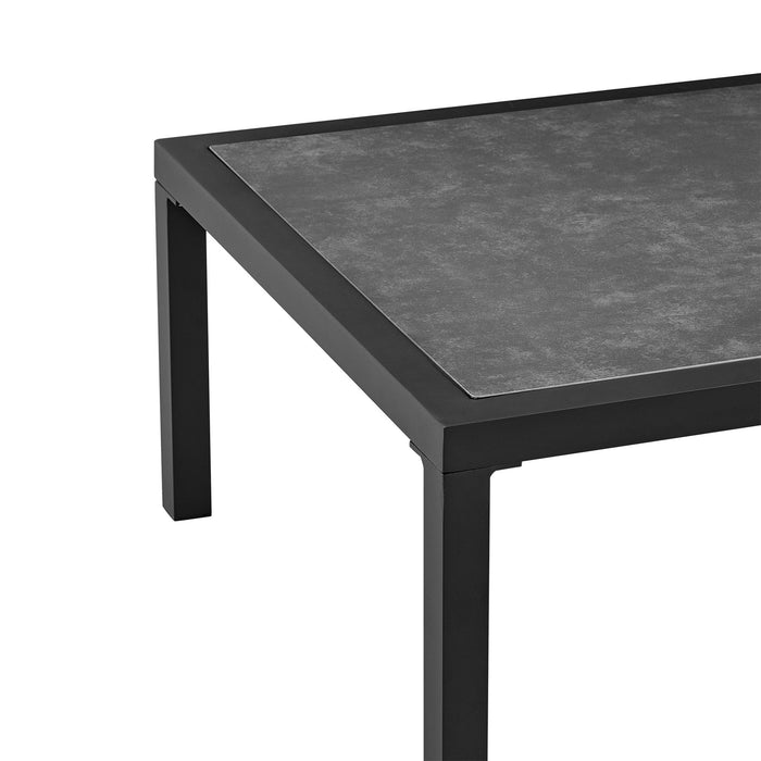 Mareike Aluminum Outdoor Coffee Table in Black with Ceramic Tabletop