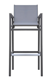 Marina Outdoor Patio Set Gray Finish and Gray Wood Top (Table with 4 barstools) - Furniture City (CA)l