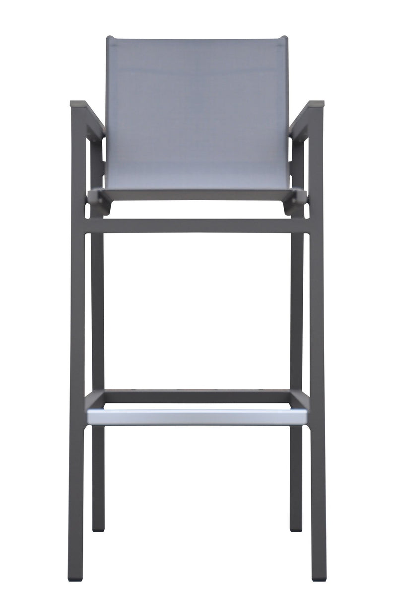 Marina Outdoor Patio Set Gray Finish and Gray Wood Top (Table with 4 barstools) - Furniture City (CA)l