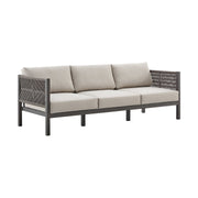Mareike 4 Piece Outdoor Patio Furniture Set in Brown Aluminum and Rope with Cushions - Furniture City (CA)l