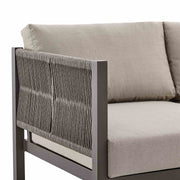 Mareike 4 Piece Outdoor Patio Furniture Set in Brown Aluminum and Rope with Cushions - Furniture City (CA)l