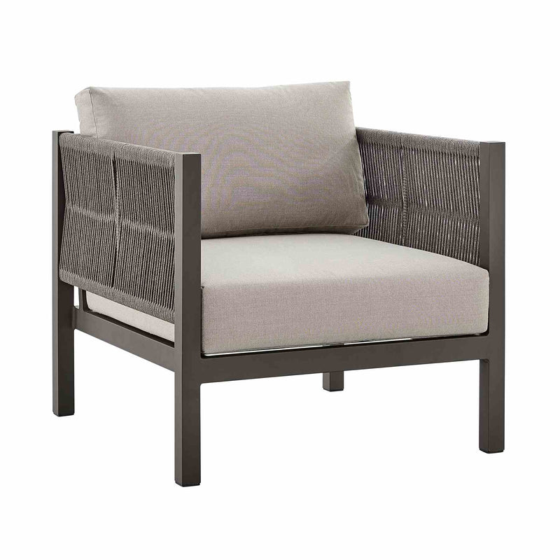 Mareike Aluminum and Rope Outdoor Chair in Brown - Furniture City (CA)l