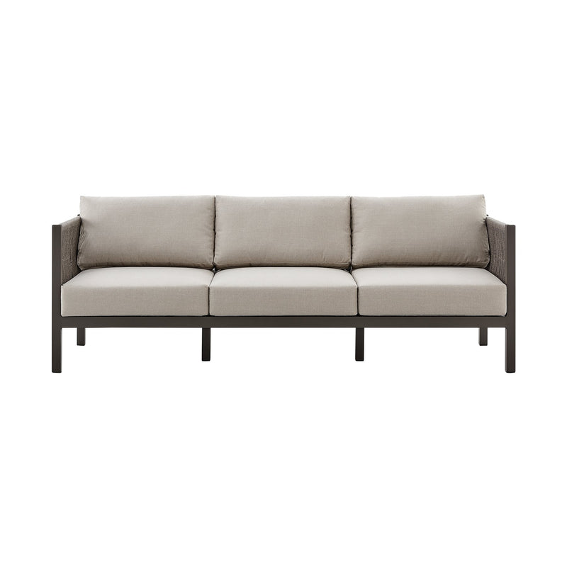 Mareike Aluminum and Rope Outdoor Sofa in Brown - Furniture City (CA)l