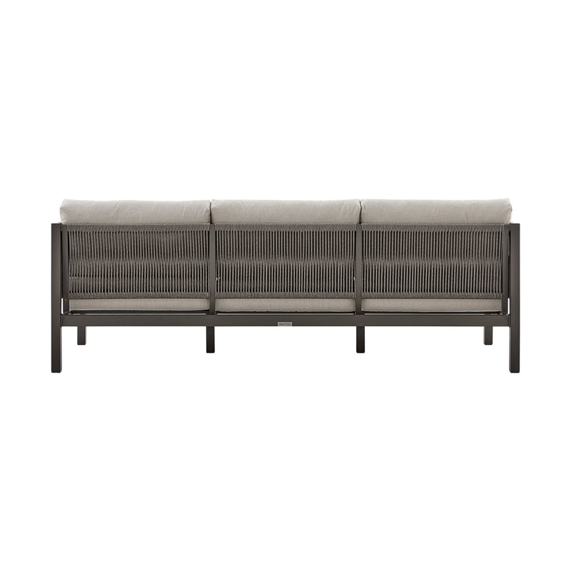 Mareike Aluminum and Rope Outdoor Sofa in Brown - Furniture City (CA)l