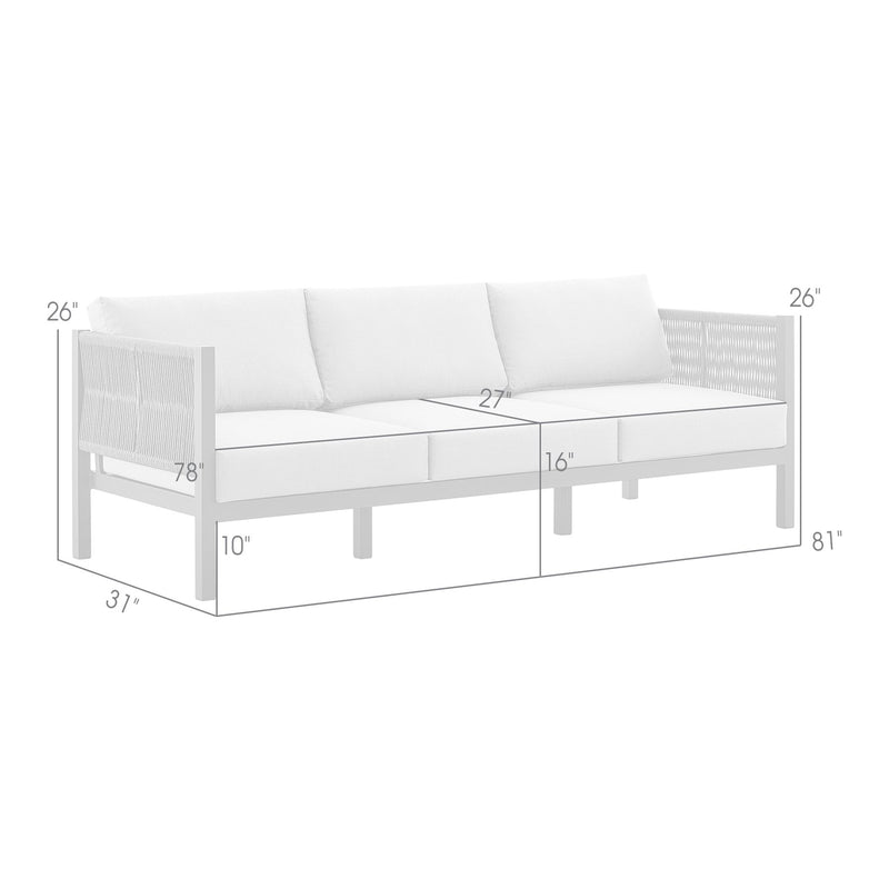 Mareike Aluminum and Rope Outdoor Sofa in Brown - Furniture City (CA)l
