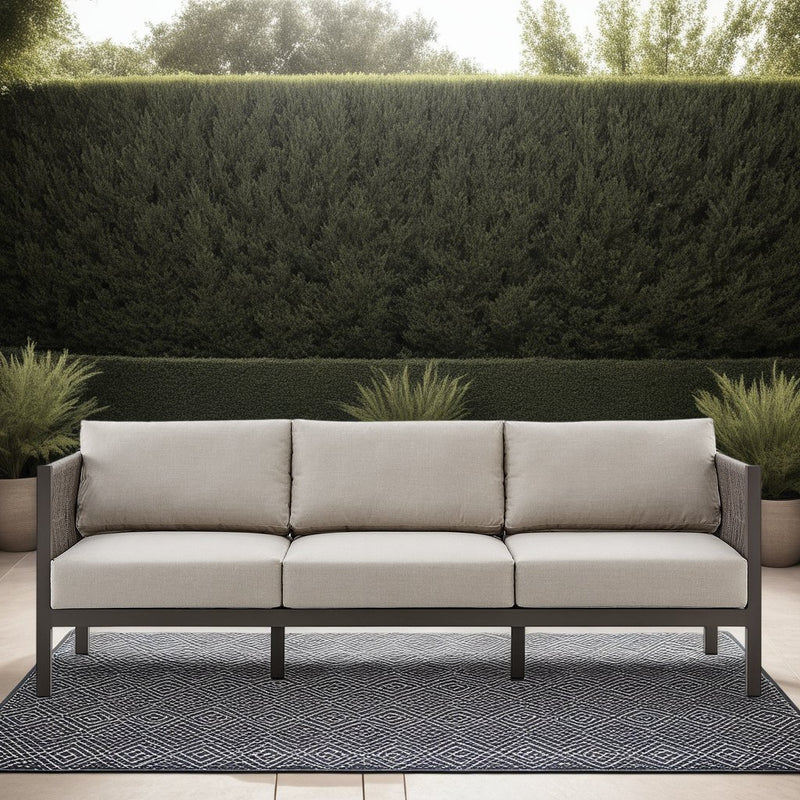 Mareike Aluminum and Rope Outdoor Sofa in Brown - Furniture City (CA)l