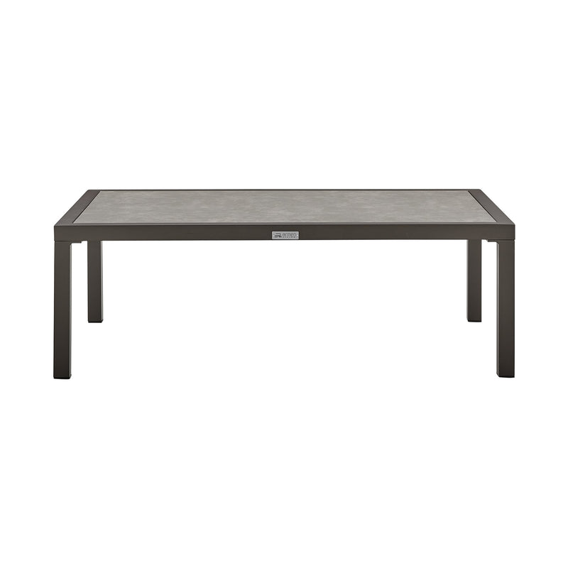 Mareike Aluminum Outdoor Coffee Table in Brown with Ceramic Tabletop - Furniture City (CA)l