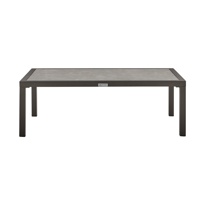Mareike Aluminum Outdoor Coffee Table in Brown with Ceramic Tabletop
