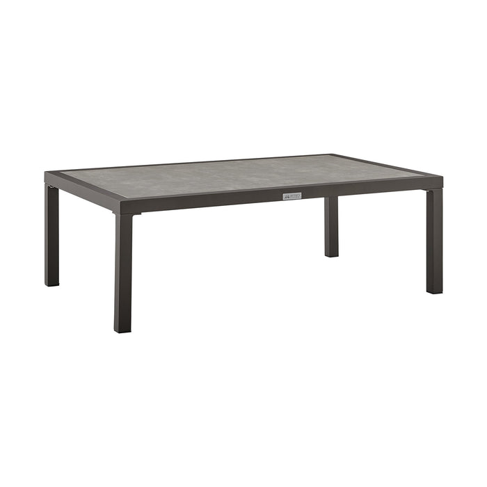 Mareike Aluminum Outdoor Coffee Table in Brown with Ceramic Tabletop