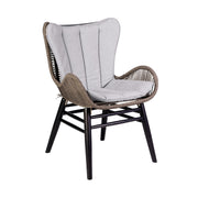 Kylie and Mateo 5 Piece Outdoor Patio Dining Set in Dark Eucalyptus Wood with Truffle Rope and Gray Cushions - Furniture City (CA)l