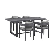 Menorca Outdoor Patio 5-Piece Dining Table Set in Aluminum with Gray Cushions - Furniture City (CA)l