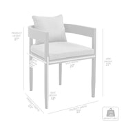 Menorca Outdoor Patio 5-Piece Dining Table Set in Aluminum with Gray Cushions - Furniture City (CA)l