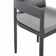 Menorca Outdoor Patio 5-Piece Dining Table Set in Aluminum with Gray Cushions - Furniture City (CA)l