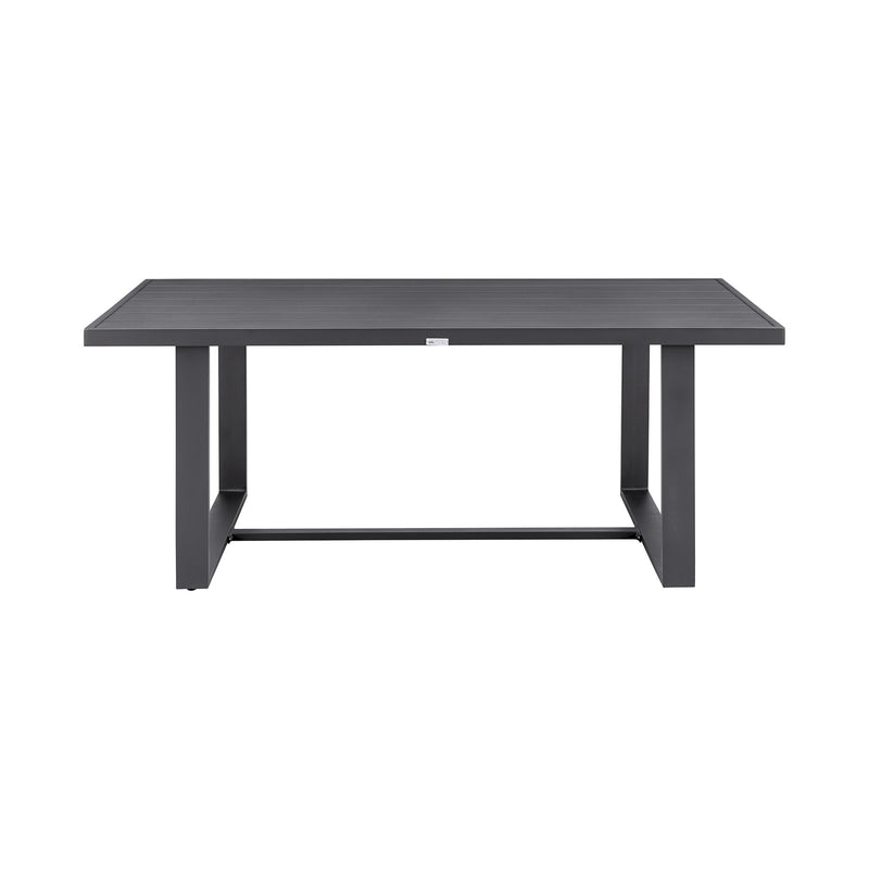 Menorca Outdoor Patio 7-Piece Dining Table Set in Aluminum with Gray Cushions - Furniture City (CA)l