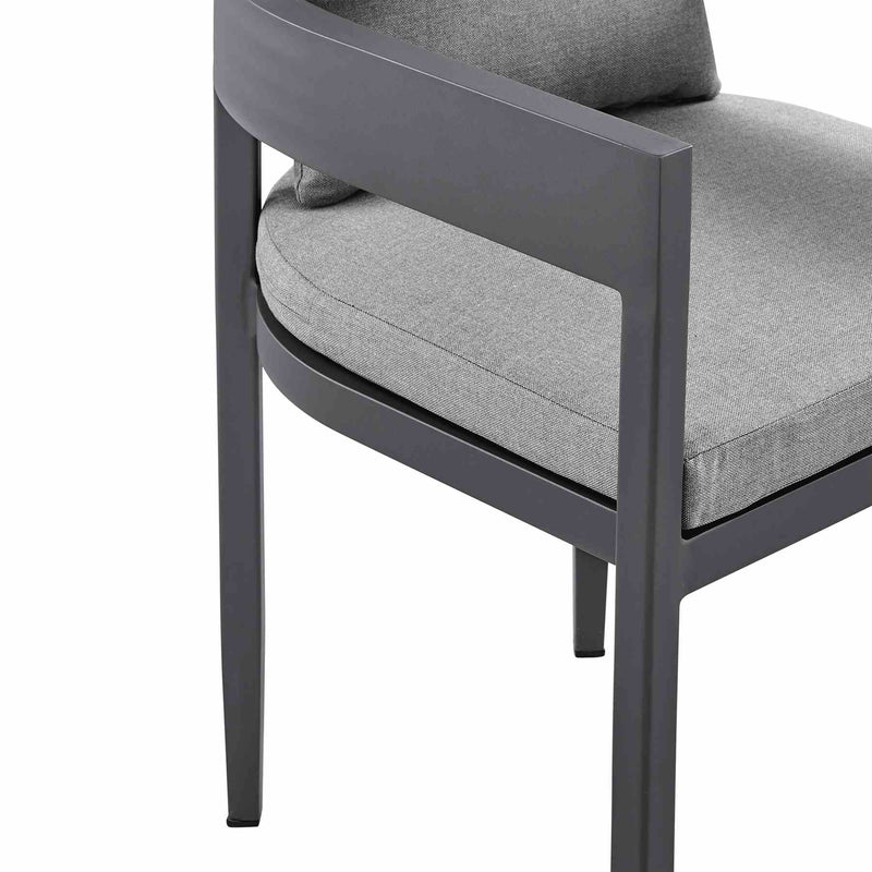 Menorca Outdoor Patio 7-Piece Dining Table Set in Aluminum with Gray Cushions - Furniture City (CA)l