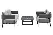 Menorca 4 Piece Outdoor Dark Gray Aluminum & Fabric Outdoor Conversation Set - Furniture City (CA)l