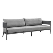 Menorca 4 Piece Outdoor Dark Gray Aluminum & Fabric Outdoor Conversation Set - Furniture City (CA)l