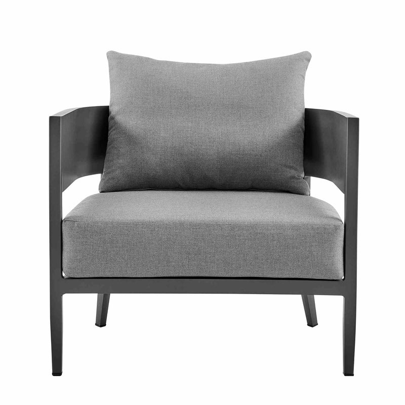 Menorca 4 Piece Outdoor Dark Gray Aluminum & Fabric Outdoor Conversation Set - Furniture City (CA)l