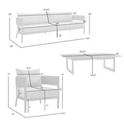 Menorca 4 Piece Outdoor Dark Gray Aluminum & Fabric Outdoor Conversation Set - Furniture City (CA)l
