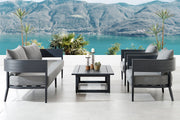 Menorca 4 Piece Outdoor Dark Gray Aluminum & Fabric Outdoor Conversation Set - Furniture City (CA)l