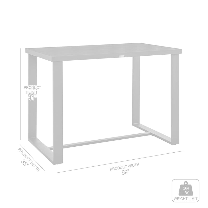 Menorca Outdoor Patio 5-Piece Bar Table Set in Aluminum with Gray Cushions - Furniture City (CA)l