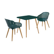 Nassau Outdoor 3 Piece Green Eucalyptus Dining Set - Furniture City (CA)l