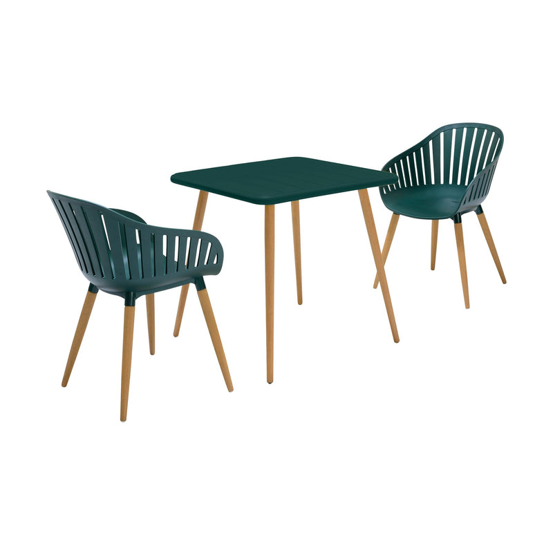 Nassau Outdoor 3 Piece Green Eucalyptus Dining Set - Furniture City (CA)l