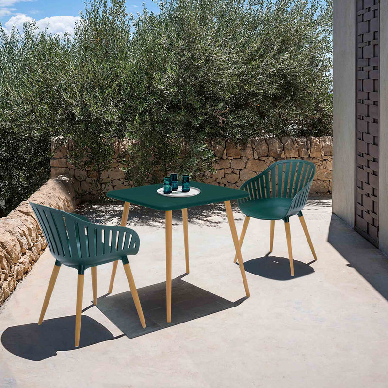 Nassau Outdoor 3 Piece Green Eucalyptus Dining Set - Furniture City (CA)l