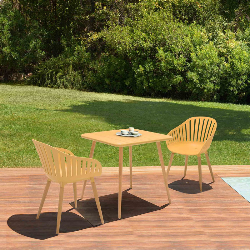Nassau Outdoor 3 Piece Honey Eucalyptus Dining Set - Furniture City (CA)l