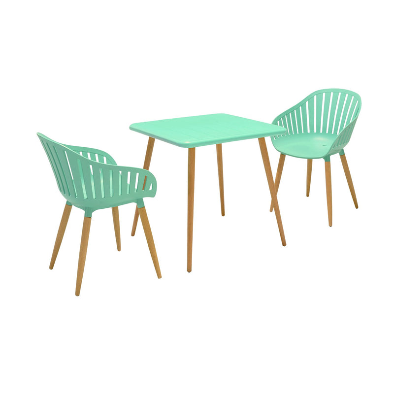 Nassau Outdoor 3 Piece Mint Eucalyptus Dining Set - Furniture City (CA)l