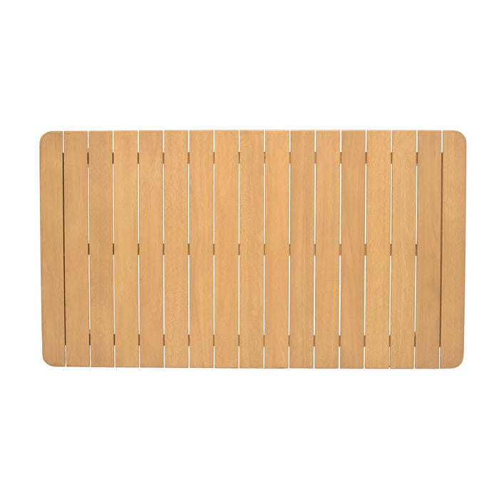 Nassau 5 piece Outdoor Dining Set in Natural Wood Finish Table and Sage Green Arm Chairs