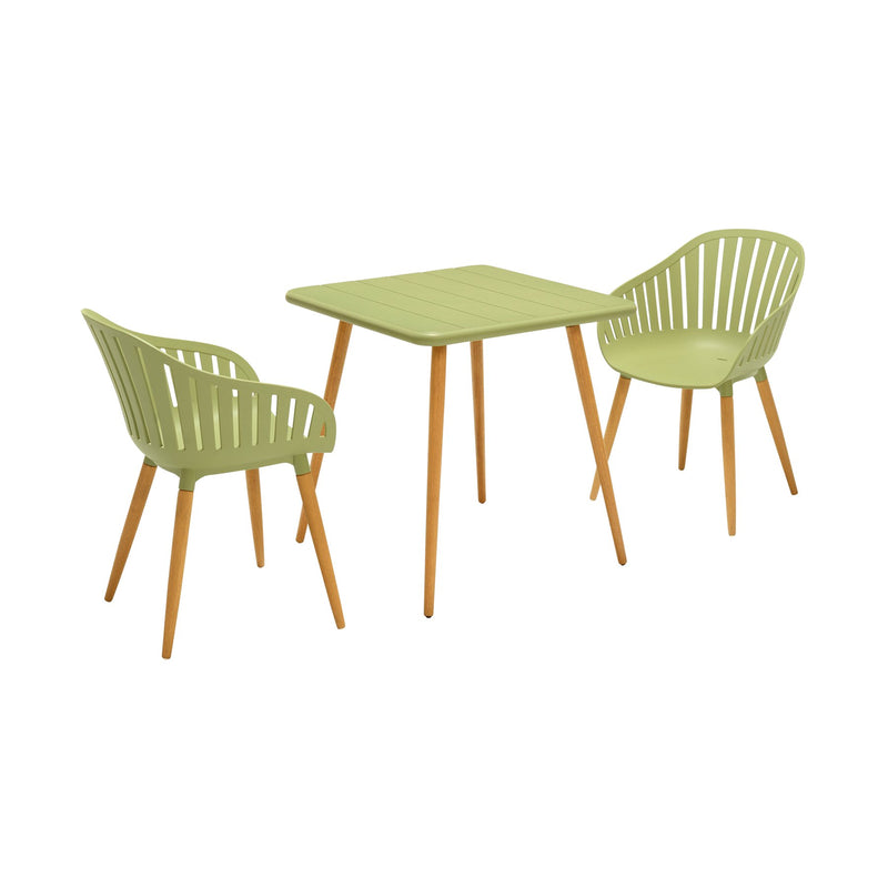 Nassau Outdoor 3 Piece Sage Eucalyptus Dining Set - Furniture City (CA)l