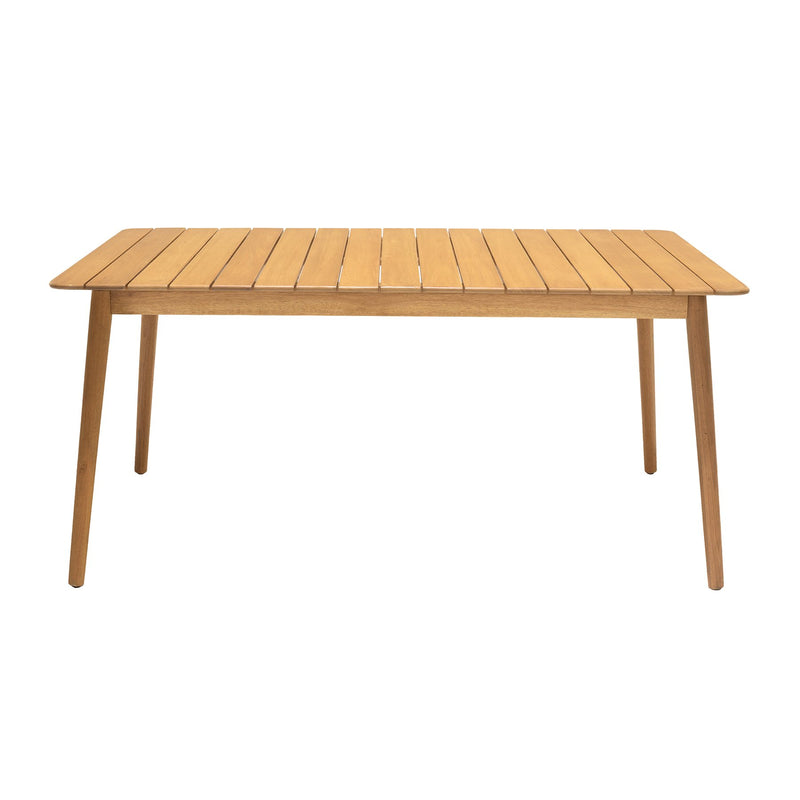 Nassau 5 piece Outdoor Dining Set in Natural Wood Finish Table and Sand Taupe Arm Chairs - Furniture City (CA)l