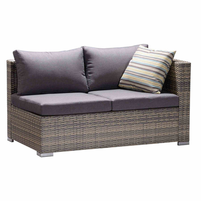 Nina 3 piece Outdoor Rattan Sectional Set with Dark Brown Cushions and Modern Accent Pillows