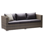 Nina 3 piece Outdoor Rattan Sectional Set with Dark Brown Cushions and Modern Accent Pillows - Furniture City (CA)l