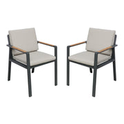 Nofi Outdoor Patio Dining Set in Charcoal Finish with Taupe Cushions (Table with 6 chairs) - Furniture City (CA)l