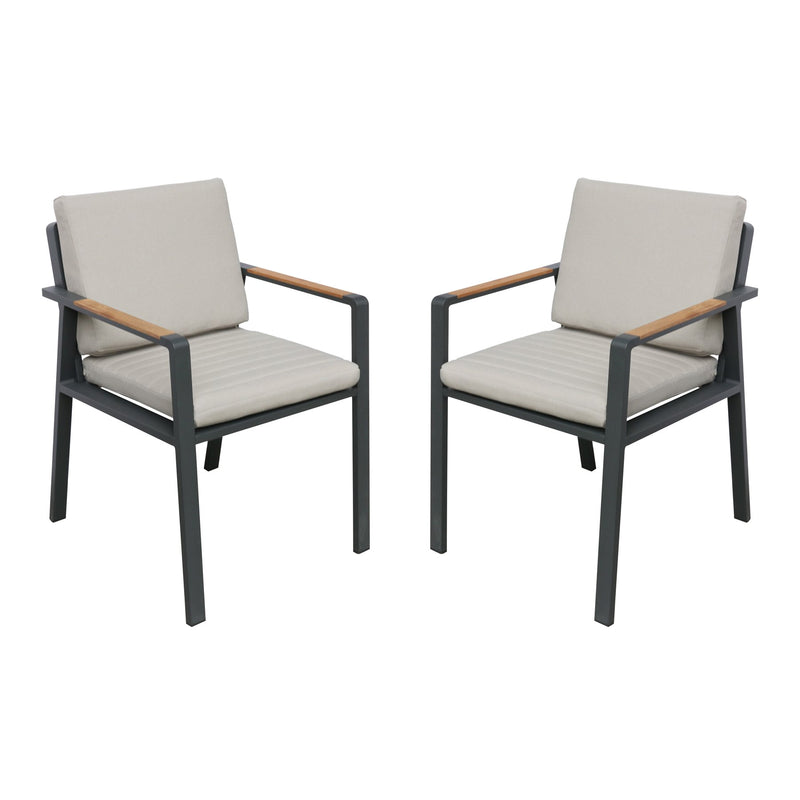 Nofi Outdoor Patio Dining Set in Charcoal Finish with Taupe Cushions (Table with 6 chairs) - Furniture City (CA)l