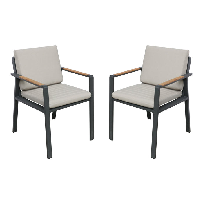 Nofi Outdoor Patio Dining Set in Charcoal Finish with Taupe Cushions (Table with 6 chairs)