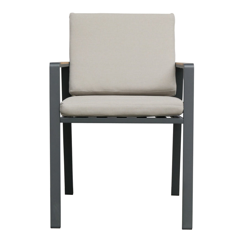 Nofi Outdoor Patio Dining Set in Charcoal Finish with Taupe Cushions (Table with 6 chairs) - Furniture City (CA)l