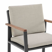 Nofi Outdoor Patio Dining Set in Charcoal Finish with Taupe Cushions (Table with 6 chairs) - Furniture City (CA)l