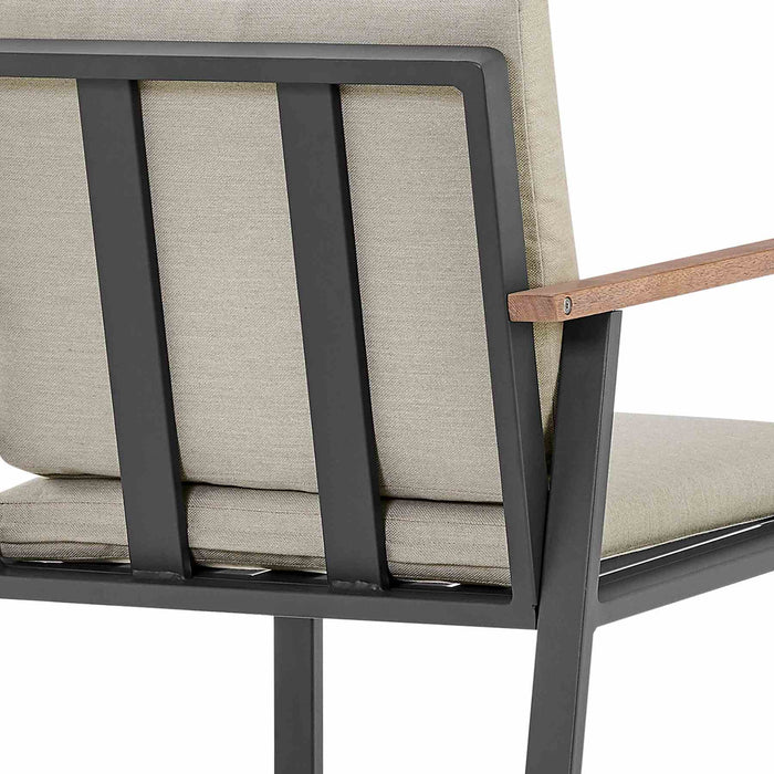 Nofi Outdoor Patio Dining Set in Charcoal Finish with Taupe Cushions (Table with 6 chairs)