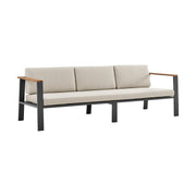 Nofi 4 piece Outdoor Patio Set in Charcoal Finish with Taupe Cushions and Teak Wood - Furniture City (CA)l