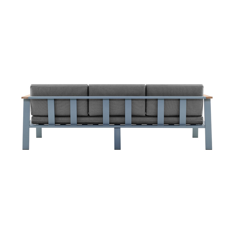 Nofi 4 piece Outdoor Patio Set in Gray Finish with Gray Cushions and Teak Wood - Furniture City (CA)l