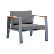 Nofi 4 piece Outdoor Patio Set in Gray Finish with Gray Cushions and Teak Wood - Furniture City (CA)l