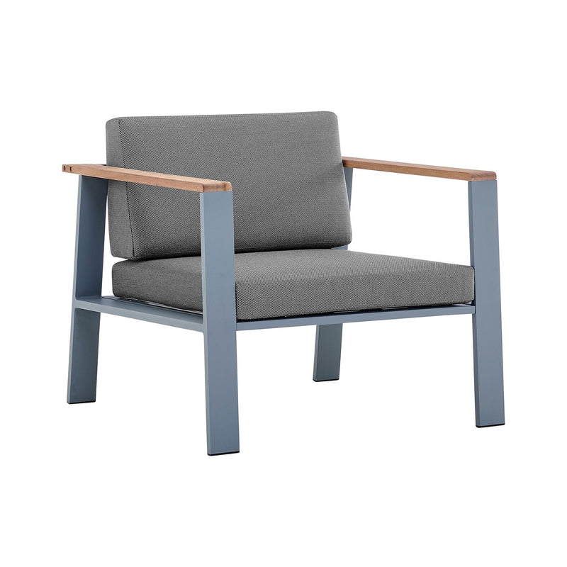 Nofi 4 piece Outdoor Patio Set in Gray Finish with Gray Cushions and Teak Wood - Furniture City (CA)l