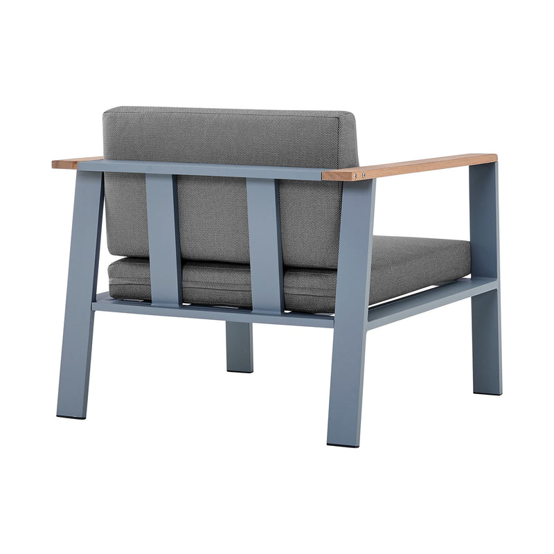 Nofi 4 piece Outdoor Patio Set in Gray Finish with Gray Cushions and Teak Wood - Furniture City (CA)l
