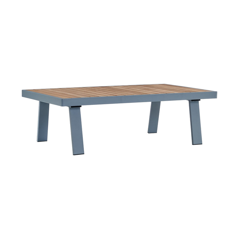 Nofi 4 piece Outdoor Patio Set in Gray Finish with Gray Cushions and Teak Wood - Furniture City (CA)l