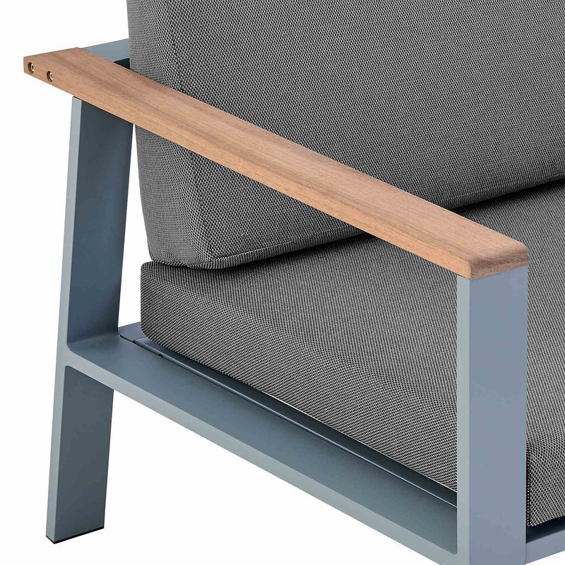 Nofi 4 piece Outdoor Patio Set in Gray Finish with Gray Cushions and Teak Wood - Furniture City (CA)l