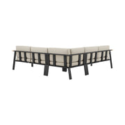 Nofi Outdoor Patio Sectional Set in Charcoal Finish with Taupe Cushions and Teak Wood - Furniture City (CA)l