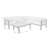 Nofi Outdoor Patio Sectional Set in Charcoal Finish with Taupe Cushions and Teak Wood - Furniture City (CA)l